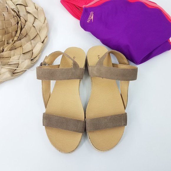 Lucky Brand Gadine Tan Suede Espadrille Sandals - Picture 2 of 13